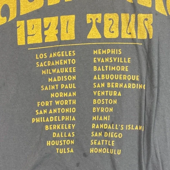 Jimi Hendrix band tee XL 1970 tour graphic t shirt city list rainbow thrashed - Picture 3 of 7